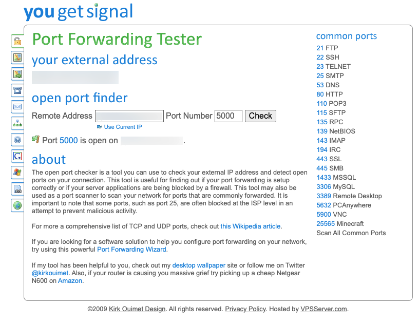 test for open port on router mac network utility